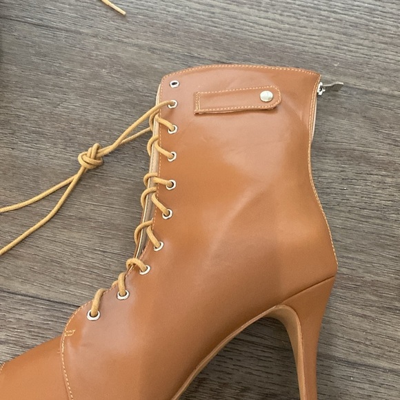 NWT BURJU Moment Nude Open Toe Lace Up Ankle Boots | Size 11 - Picture 5 of 10